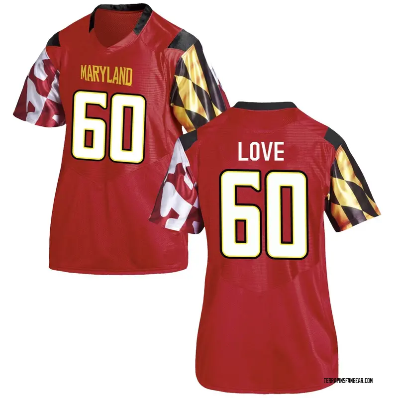 Game Women's Khristopher Love Maryland Terrapins Red Football College Jersey